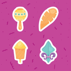 mardi gras carnival icons