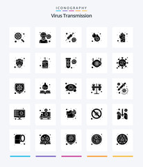 Creative Virus Transmission 25 Glyph Solid Black icon pack  Such As dirty. fever. coronavirus. dengue. blood