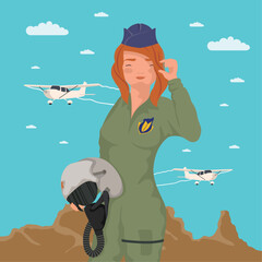 female airplane pilot worker