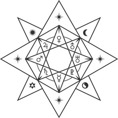 Esoteric geometric star symbol. Sacred astrology icon