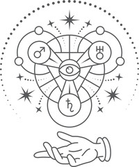 Magic ritual spell geometry. Magic astrology symbol