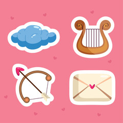 four valentines day icons