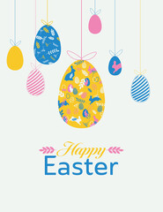 Bunte Eier mit Ostergruß auf Englisch