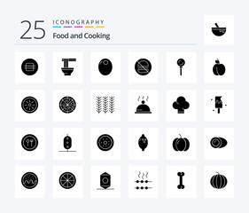 Food 25 Solid Glyph icon pack including food. no. filling. food. burgers
