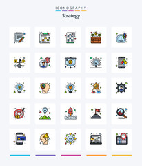 Creative Strategy 25 Line FIlled icon pack  Such As . money. planning. case. bag