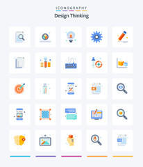 Creative Design Thinking 25 Flat icon pack  Such As pencil. idea. design. tool