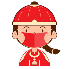 chinese boy wear mask cartoon cute	
