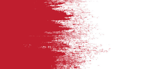Red brush stroke background. Red ink splash on backdrop. Brush background for wallpaper, paint splatter template, dirt banner, watercolor design, dirty texture. Trendy brush background, vector