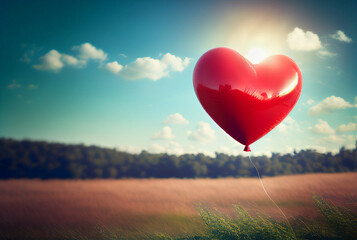 Fototapeta premium Valentine's Day Heart Balloon Background - Generative AI.