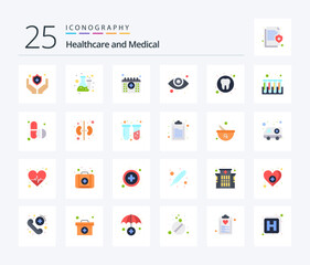 Medical 25 Flat Color icon pack including medical. dental. appointment. ophthalmology. eye care