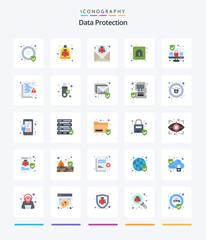 Creative Data Protection 25 Flat icon pack  Such As computer. print. attack. finger. message