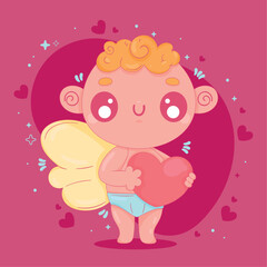 cupid angel lifting heart