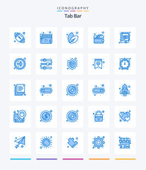 Creative Tab Bar 25 Blue icon pack  Such As notebook. management. nature. digital. wallet