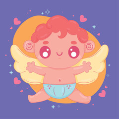 cupid angel with hearts