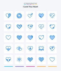 Creative Heart 25 Blue icon pack  Such As heart. add. arrow. favorite. love