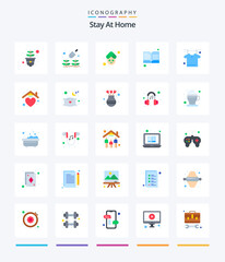 Creative Stay At Home 25 Flat icon pack  Such As drying. clothing. relax. open book. note book