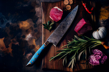 Best quality chef knife.  Kitchen Knife.  Generative AI.