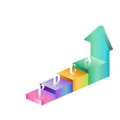 4 Steps PDCA Stair Infographic Elements Stock  3D PNG