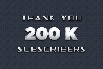 200 K subscribers celebration greeting banner with Metal Design