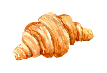 Watercolor croissant. Hand-drawn illustration isolated on the white background.