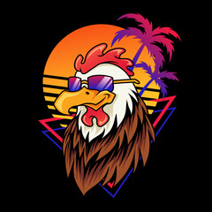 Chicken head in retro style
