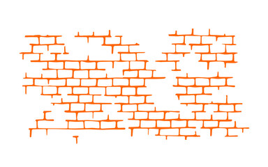 Texture brick wall isolated. Orange seam pattern. Flat mockup for design decor. Png