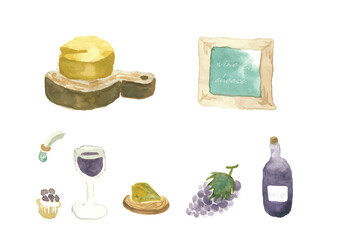 Wine and Cheese Illustrations