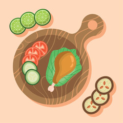 vegetables and chicken thigh