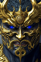 Fototapeta premium A modern futuristic warrior king. Demon in a military uniform. Generative AI.