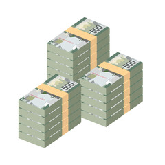 Kenyan Shilling Vector Illustration. Kenya money set bundle banknotes. Paper money 500 KES. Flat style. Isolated on white background. Simple minimal design.