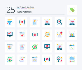 Data Analysis 25 Flat Color icon pack including monitoring. business. mobile. management. graph