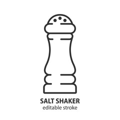 Salt shaker line vector icon. Salt cellar symbol. Editable stroke.