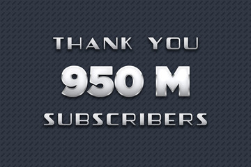 950 Million  subscribers celebration greeting banner with Metal Design