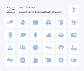 Human Centered Business And Modern Company 25 Blue Color icon pack including user. clone. calendar. gang. time