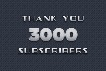 3000 subscribers celebration greeting banner with Metal Design