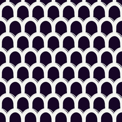 Fototapeta premium Paint brush seamless pattern. Freehand grunge design background. Round scale, arch motif oriental ornament