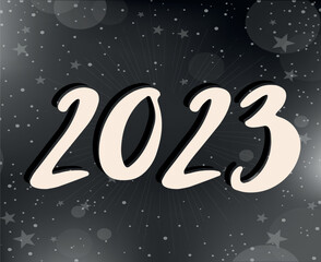 2023 Year White Abstract Vector Illustration Design With Black And White Gradient Background