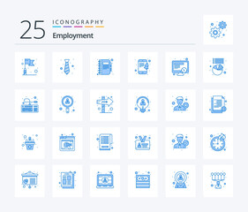 Fototapeta na wymiar Employment 25 Blue Color icon pack including time. smartphone. book. notification. note