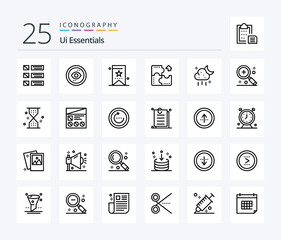 Ui Essentials 25 Line icon pack including component. app. ui. ui. education