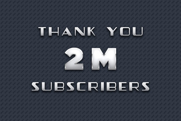 2 Million subscribers celebration greeting banner with Metal Design