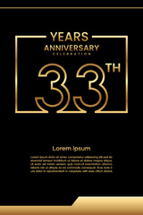 33th Anniversary. Anniversary template design concept. Vector Template Illustration