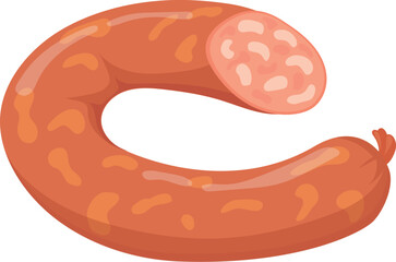 Traditional polish sausage. Smoked meat cartoon icon