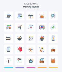 Creative Morning Routine 25 Flat icon pack  Such As comb. sweets. breakfast. strawberry. lunch