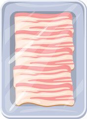 Sliced bacon package. Raw pork meat in plastic bag
