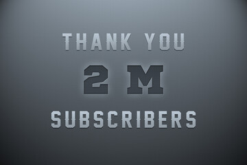 Fototapeta premium 2 Million subscribers celebration greeting banner with Metal Engriving Design