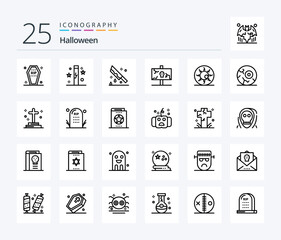 Halloween 25 Line icon pack including holiday. easter. holidays. murder. horror
