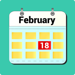 calendar vector drawing, date February 18 on the page