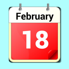 day on the calendar, vector image format, February 18