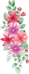 watercolor magenta floral arrangement
