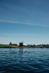 Fototapeta premium view of Gasworks Park in Seattle from the waters of Lake Union